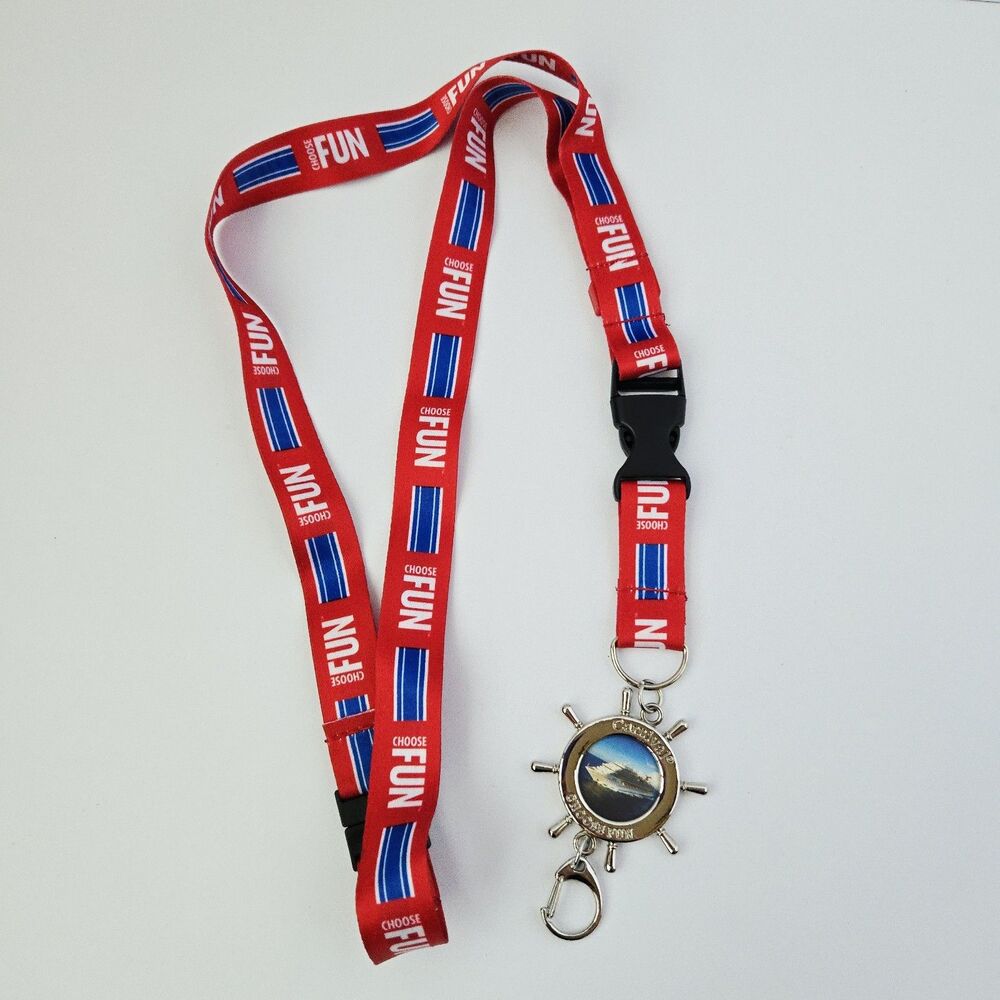 Carnival Cruise Line Choose Fun Lanyard Ship Wheel Photo Holder Pendant Red